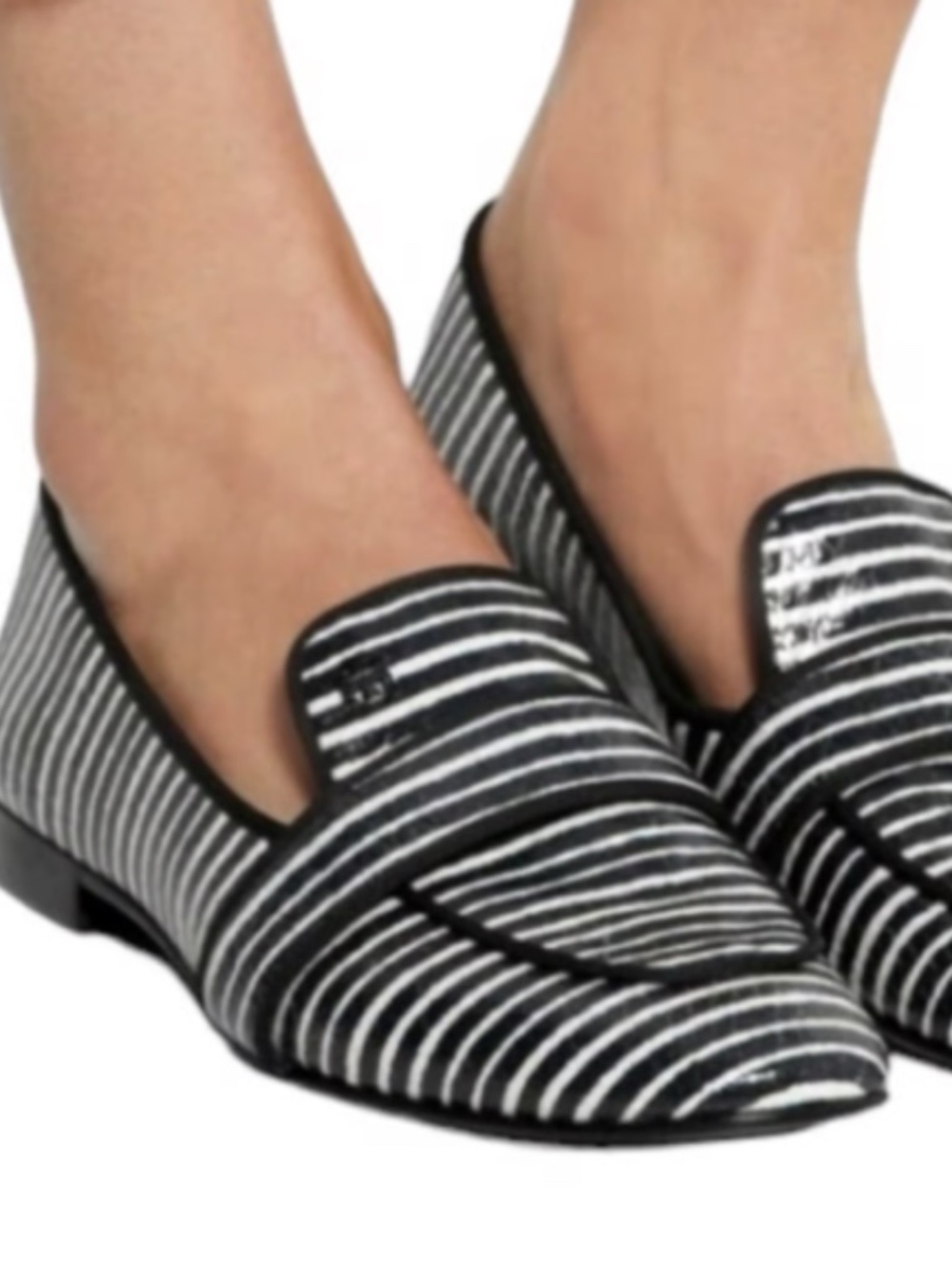 Tory Burch Evette Striped Snakeskin Patent Penny Loafer Flats Size 8